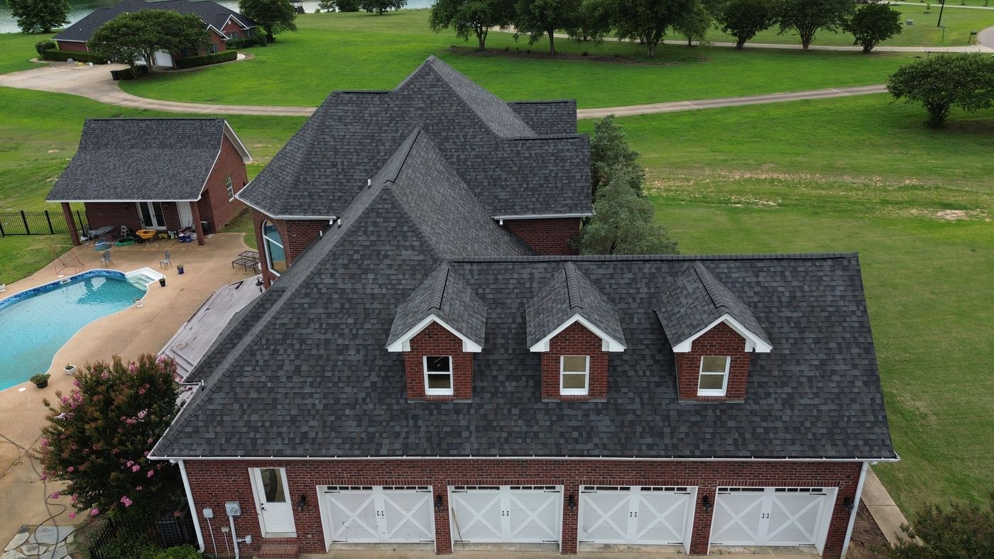 Finished lakeside roof